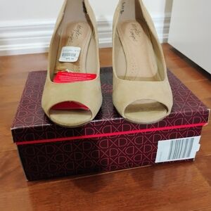 Peep-Toe Suede Pumps in Tan by Life Stride